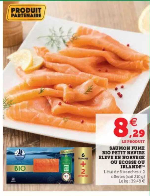 saumon fumé bio petit navire élevé en norvège ou écosse ou irlande