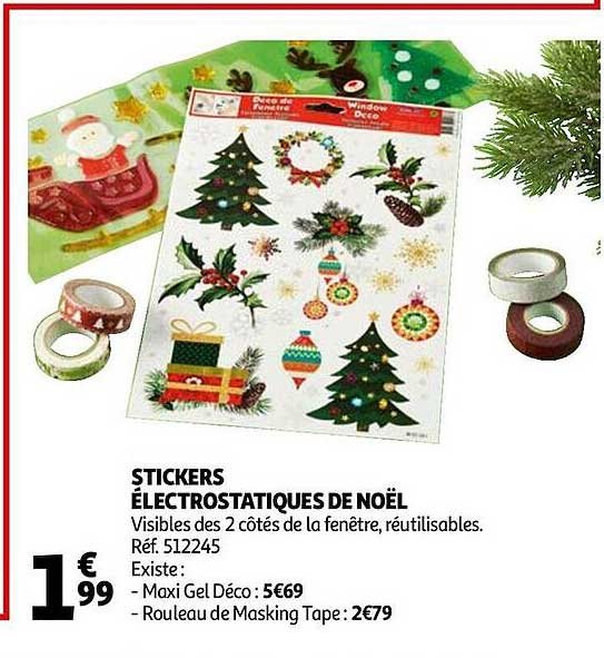 stickers électrostatiques de noël