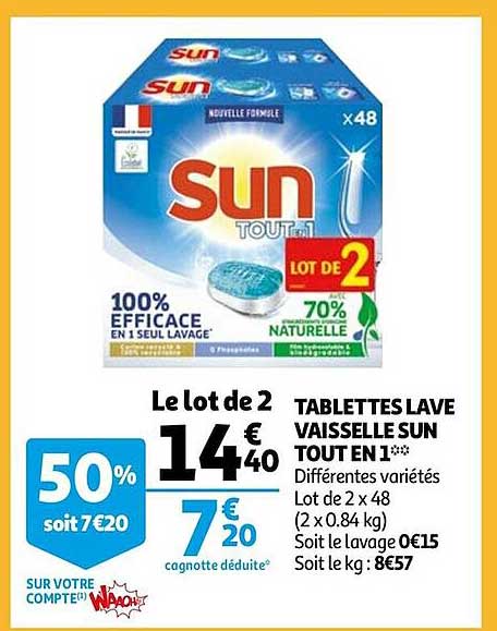 tablettes lave vaisselle sun tout en 1
