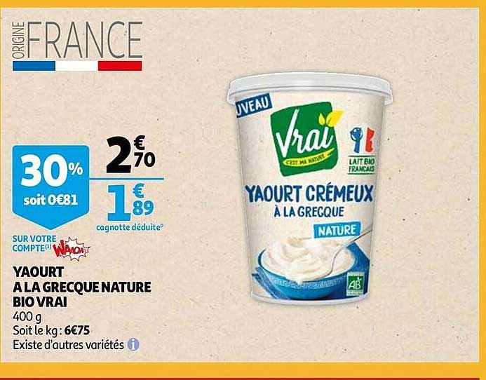 Yaourt à La Grecque Nature Bio Vrai