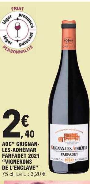 aoc grignan-les-adhémar farfadet 2021 "vignerons de l'enclave"