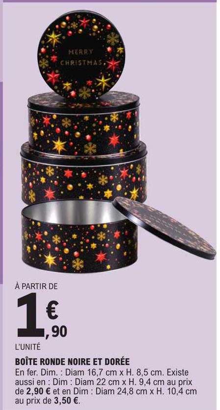 boîte ronde noire et dorée