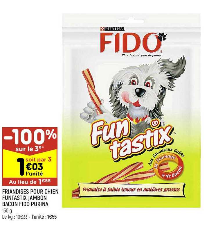Friandises Pour Chien Funtastix Jambon Bacon Fido Purina