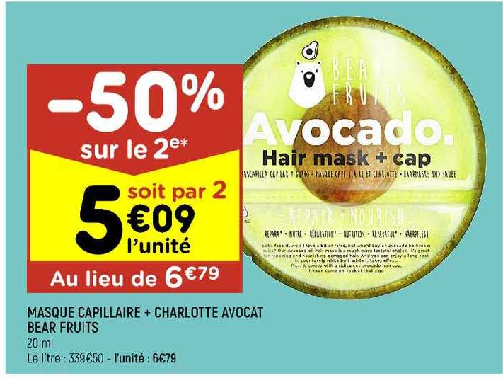 masque capillaire + charlotte avocat bear fruits