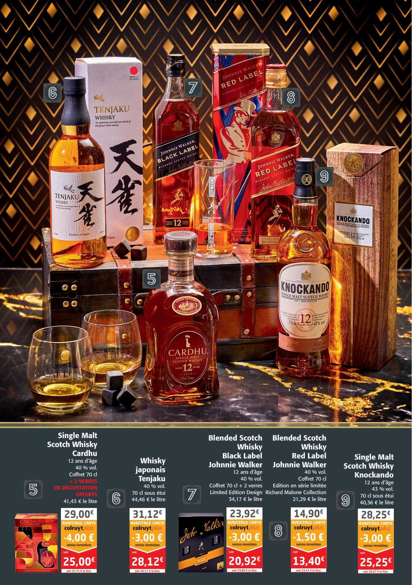 single malt scotch whisky cardhu, whisky japonais tenjaku, blended scotch whisky black label johnnie walker, blended scotch whisky red label johnnie walker, single malt scotch whisky knockando