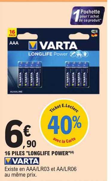 16 piles "longlife power" varta