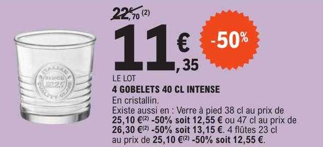 4 Gobelets 40 Cl Intense