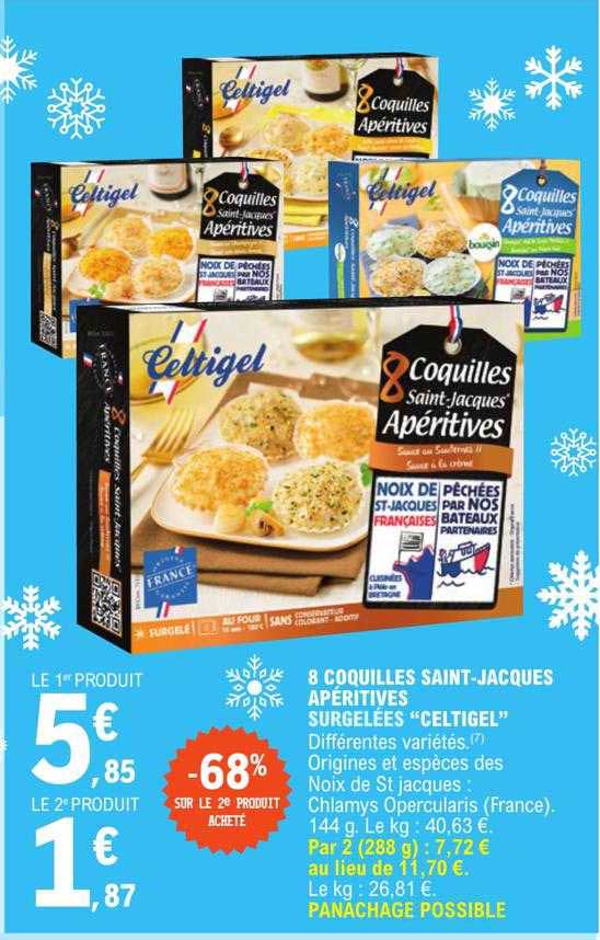 8 coquilles saint-jacques apéritives surgelées "celtigel"