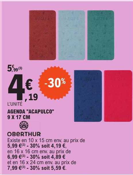 agenda "acapulco" 9 x 17 cm oberthur
