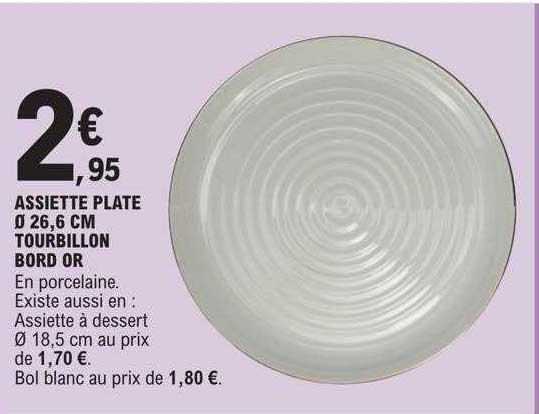 assiette plate ø 26,6 cm tourbillon bord or