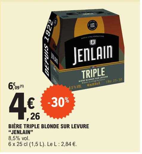 bière triple blonde sur levure "jenlain"