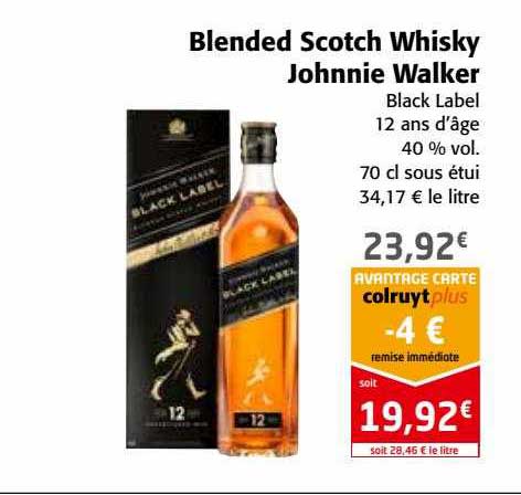 blended scotch whisky johnnie walker black label 12 ans d'âge 40% vol.