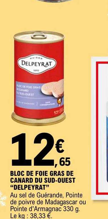 bloc de foie gras de canard du sud-ouest "delpeyrat"