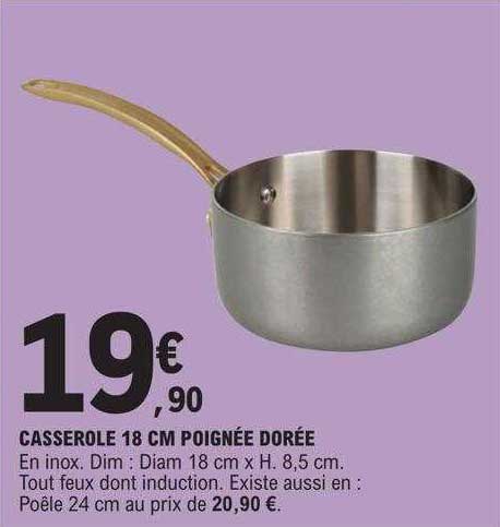 casserole 18 cm poignée dorée