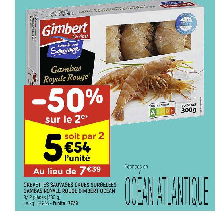 crevettes sauvages crues surgelées gambas royale rouge gimbert océan