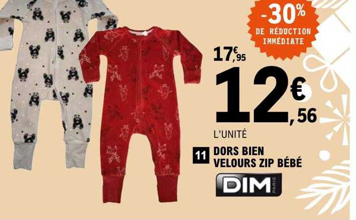 dors bien velours zip bébé dim