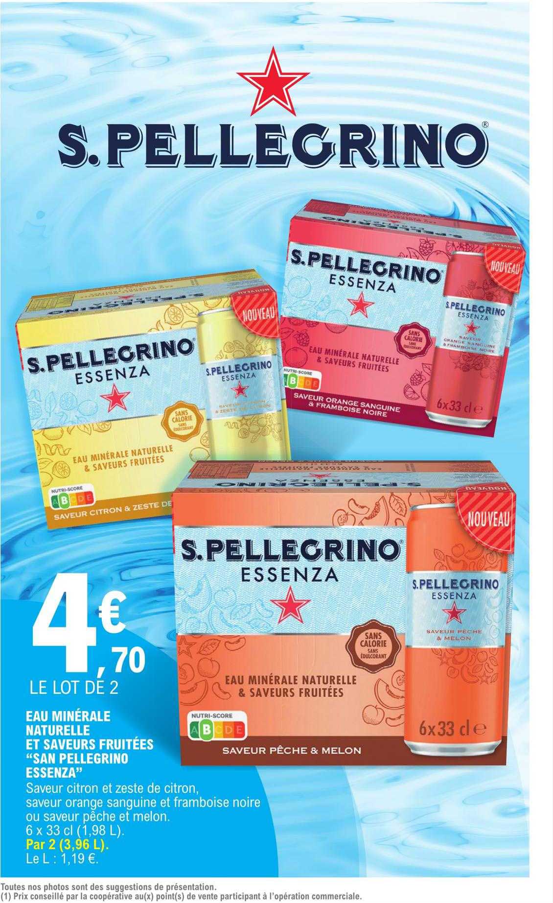 eau minérale naturelle et saveurs fruitées "san pellegrino essenza"