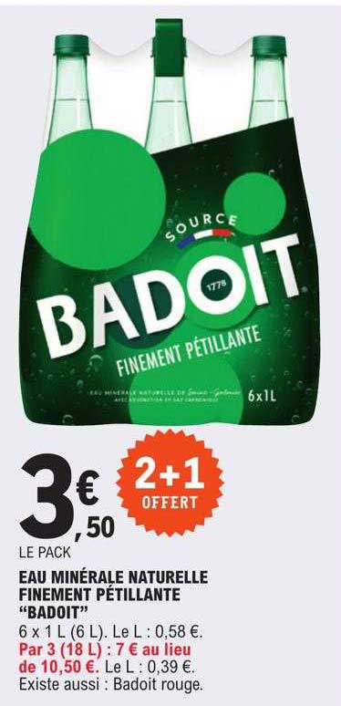 eau minérale naturelle finement pétillante "badoit"