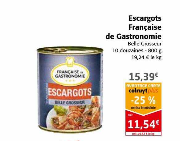 escargots française de gastronomie belle grosseur 10 douzaines