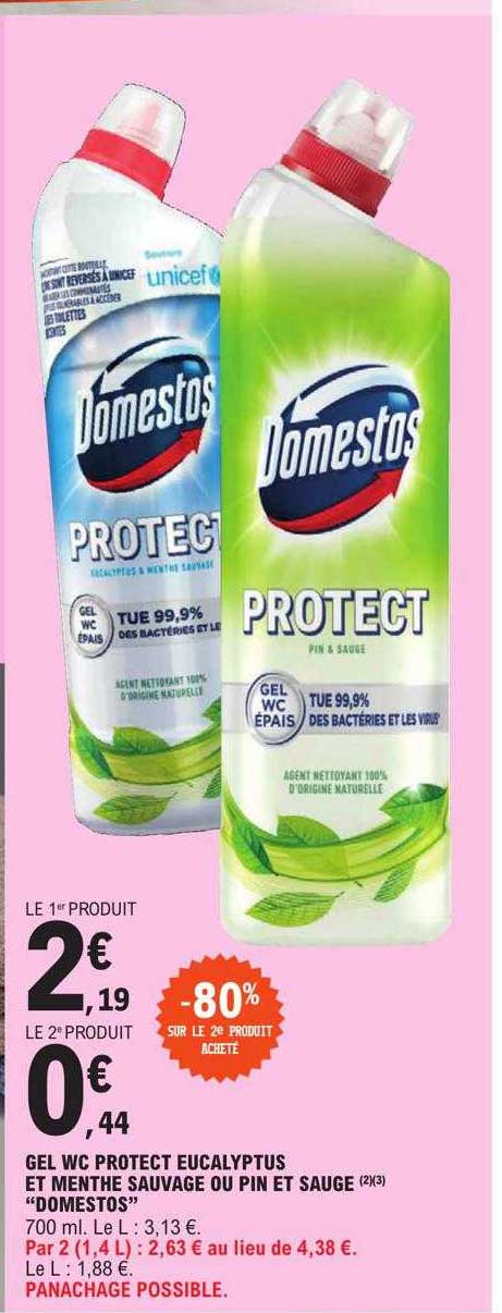 gel wc protect eucalyptus et menthe sauvage ou pin et sauge "domestos"