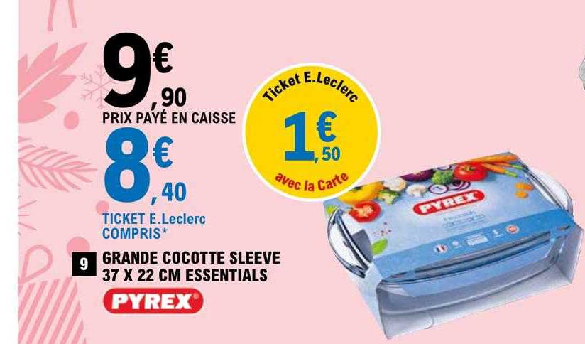 grande cocotte sleeve 37 x 22 cm essentials pyrex