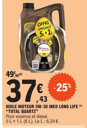 huile moteur 5w-30 ineo long life "total quartz"