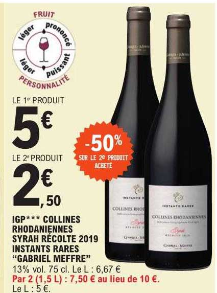igp collines rhodaniennes syrah récolte 2019 instants rares "gabriel meffre"