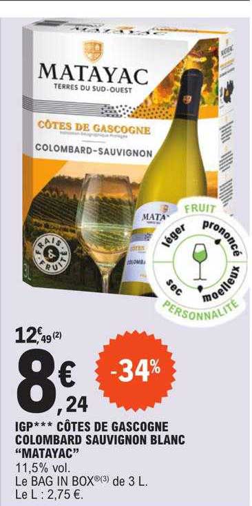 igp côtes de gascogne colombard sauvignon blanc "matayac"