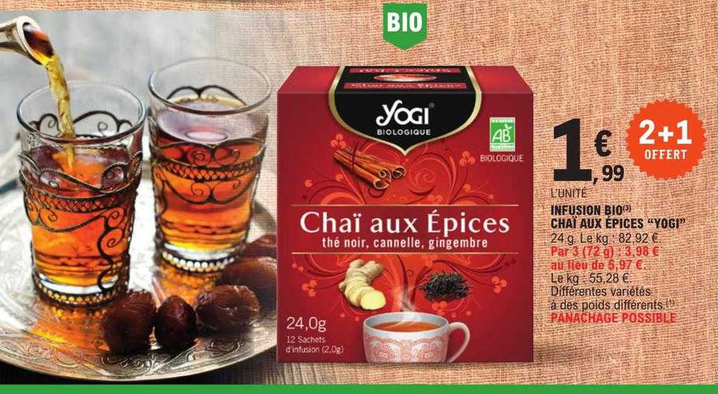 infusion bio chaï aux épices "yogi"