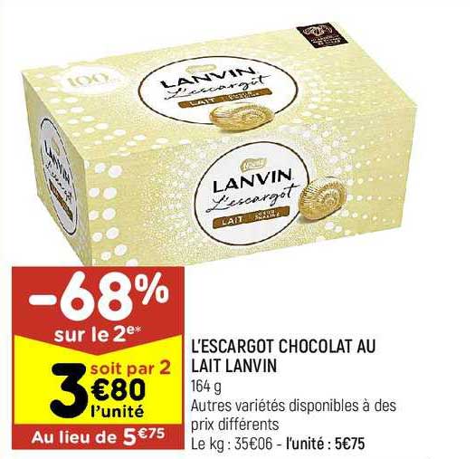 l'escargot chocolat au lait lanvin