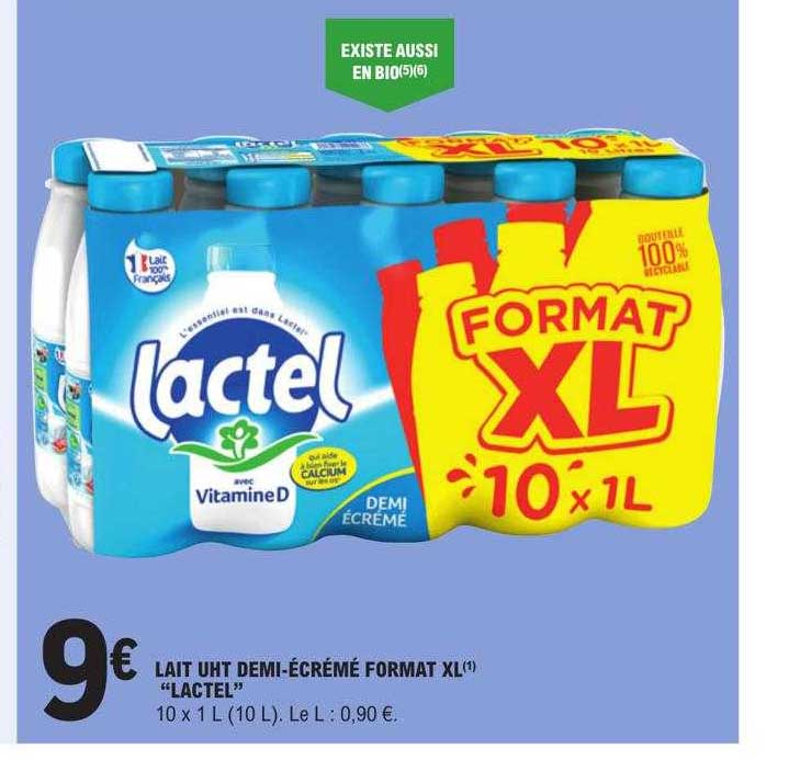 Lait Uht Demi-écrémé Format Xl "lactel"