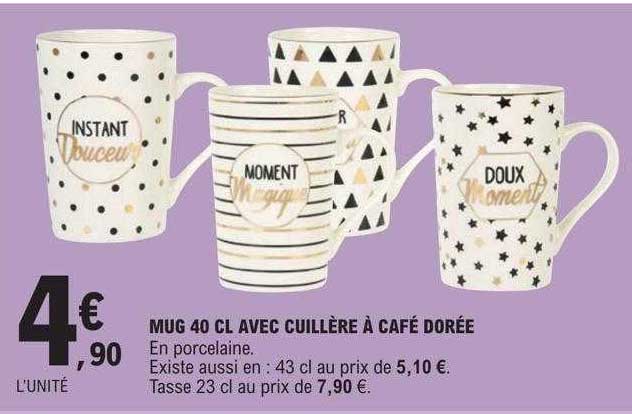 mug 40 cl avec cuillère à café dorée