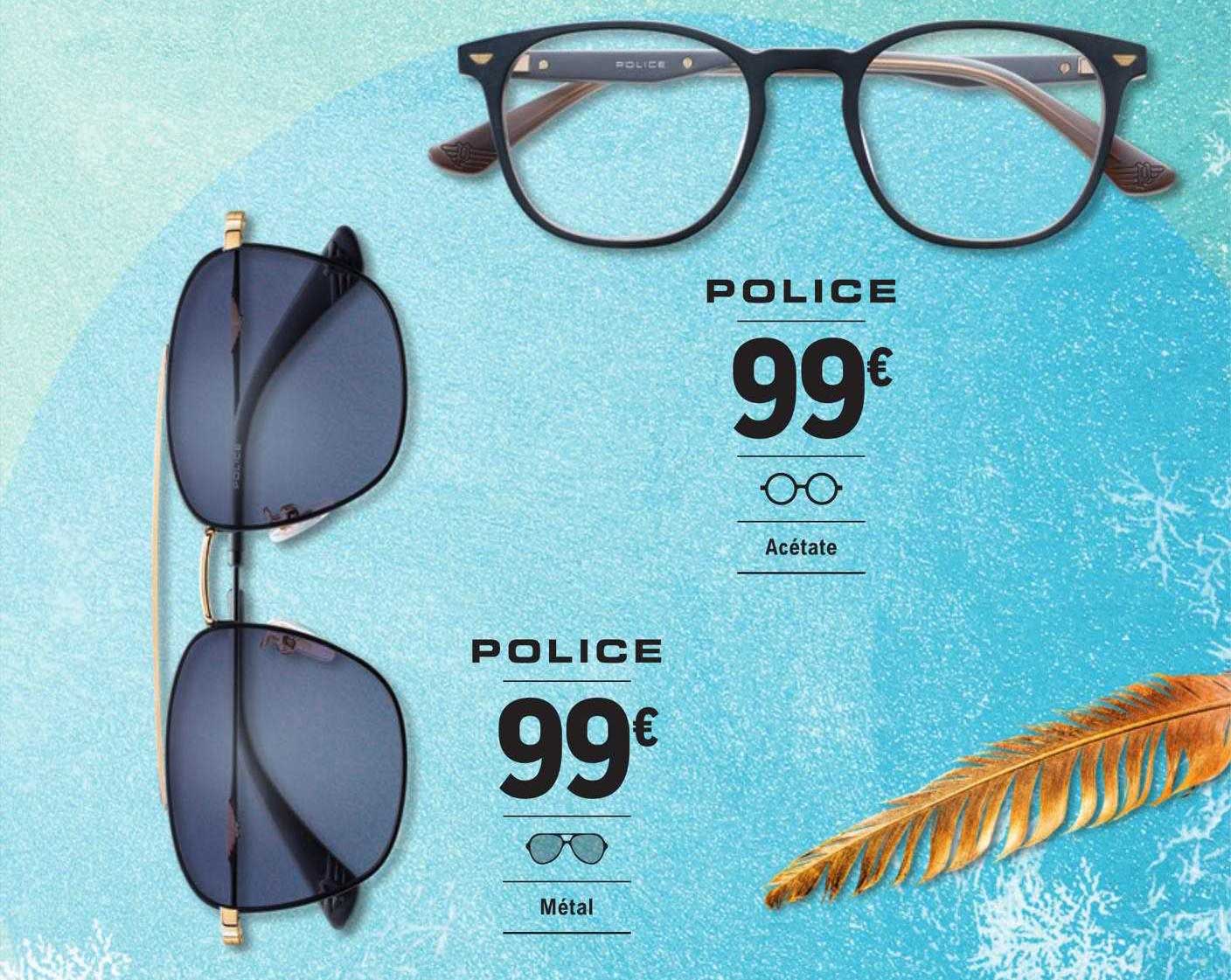 police acétate, police métal