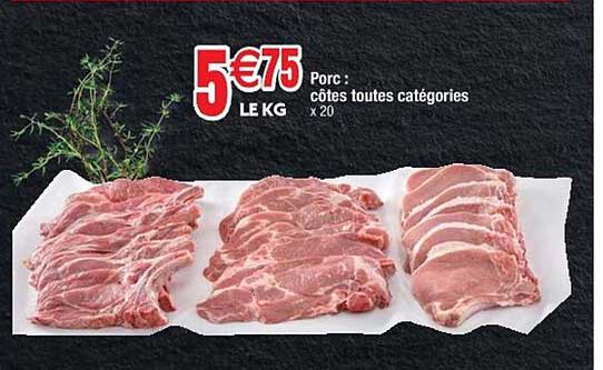 porc : côtes toutes catégories