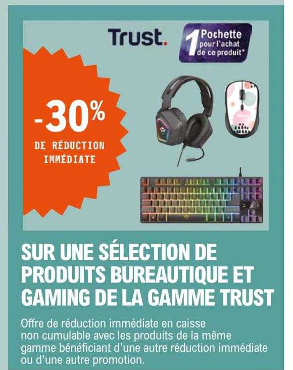 produits bureautique et gaming de la gamme trust