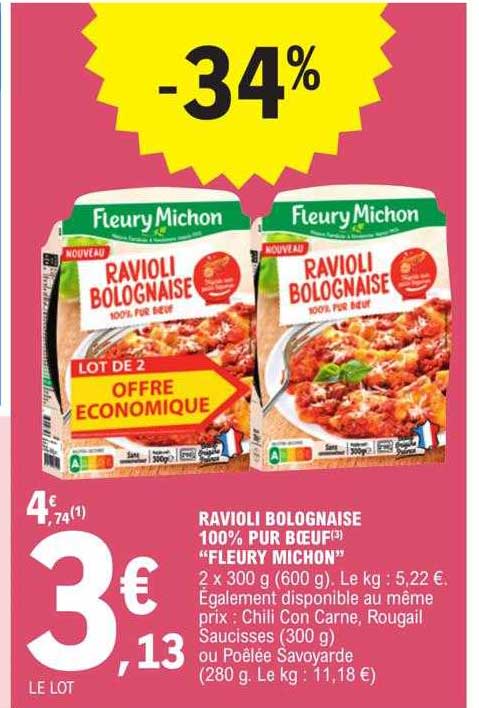ravioli bolognaise 100% pur bœuf "fleury michon"