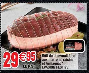 rôti de chevreuil farci aux marrons, raisins et armagnac évasion festive
