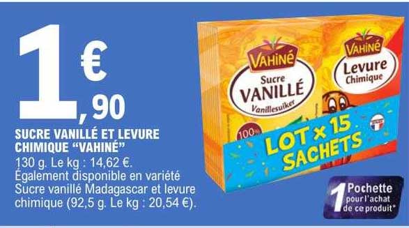 sucre vanillé et levure chimique "vahiné"