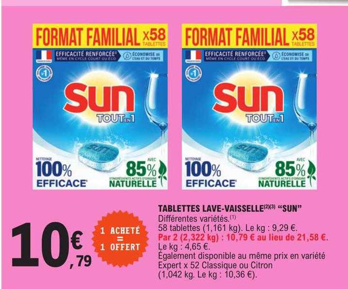 tablettes lave-vaisselle "sun"