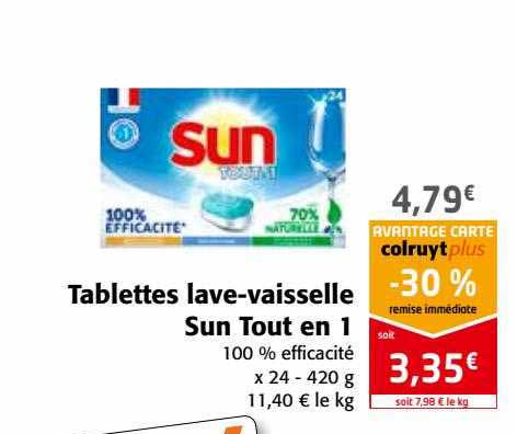 tablettes lave-vaisselle sun tout en 1