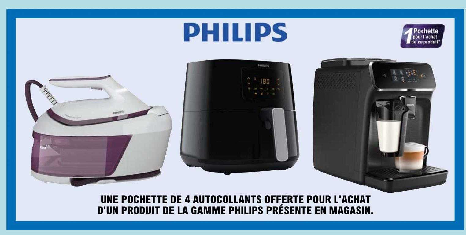 une pochette de 4 autocollants offerte pour l'achat d'un produit de la gamme philips