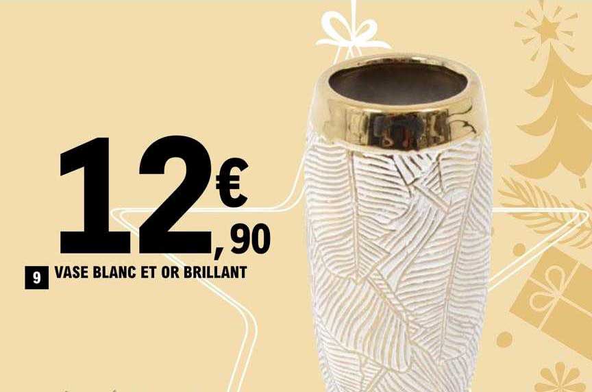 vase blanc et or brillant