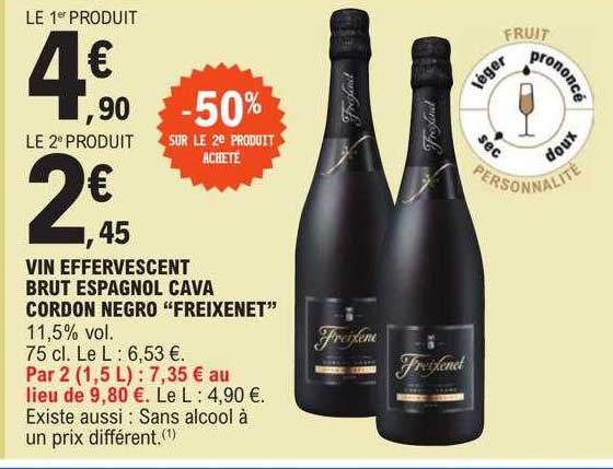 vin effervescent brut espagnol cava cordon negro "freixenet"