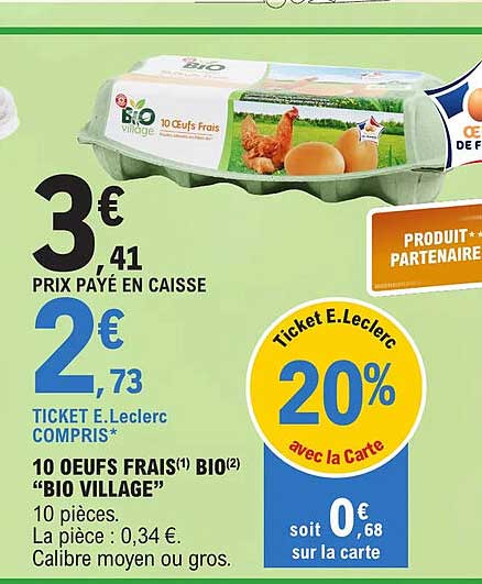 10 œufs Frais Bio "bio Village"