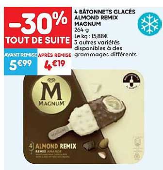4 Bâtonnets Glacés Almond Remix Magnum