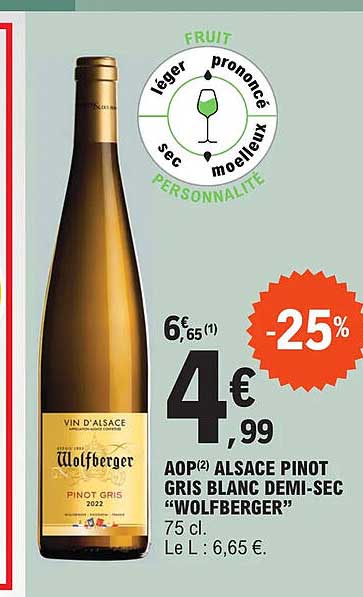 aop alsace pinot gris blanc demi-sec "wolfberger"