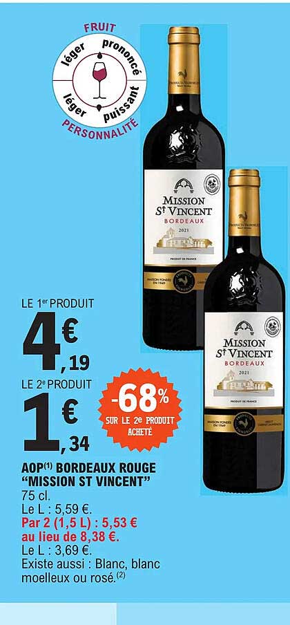 aop bordeaux rouge "mission st vincent"