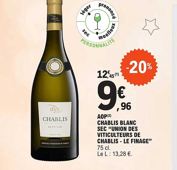 aop chablis blanc sec "union des viticulteurs de chablis - le finage"