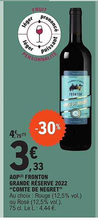 Aop Fronton Grande Réserve 2022 "comte De Negret"