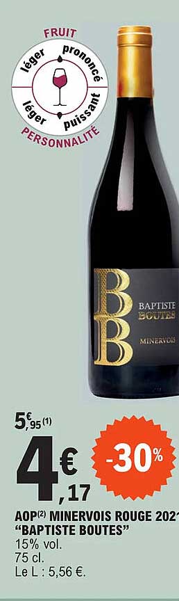 aop minervois rouge 2022 "baptiste boutes"